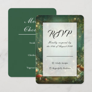 Emerald Green Enchanted Forest Wedding RSVP Card