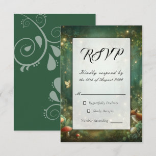 Emerald Green Enchanted Forest Wedding RSVP Card