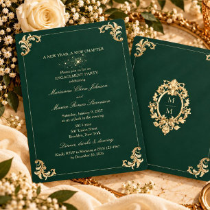 Emerald Green Engagement Party Invitation
