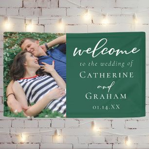 Emerald Green Engagement Photo Wedding Banner
