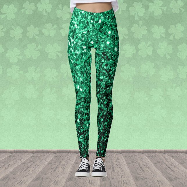 Emerald Green faux glitter sparkles Leggings (Stand out in the gym with our breathable sparkly leggings in many different colors!)
