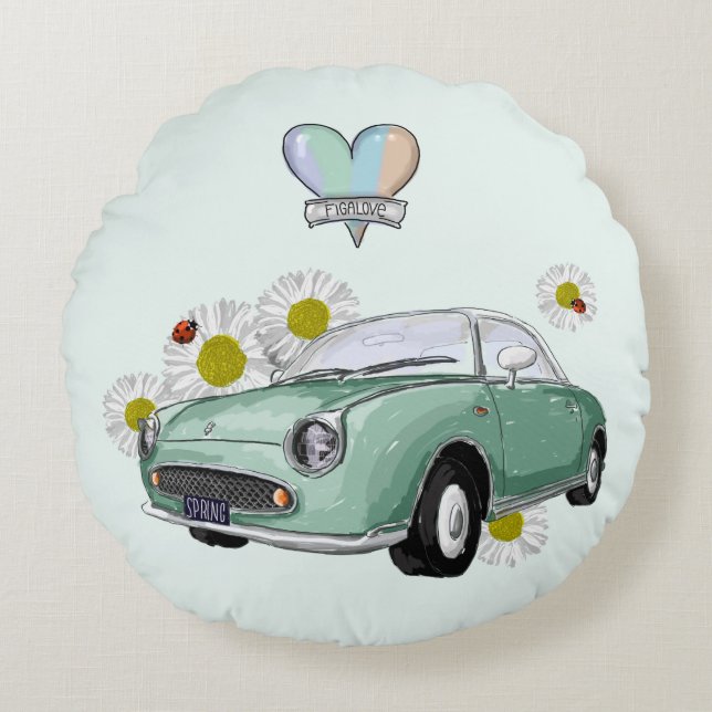 Emerald Green Figaro round pillow (Front)