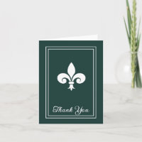 Emerald Green Fleur de Lis Thank You Card