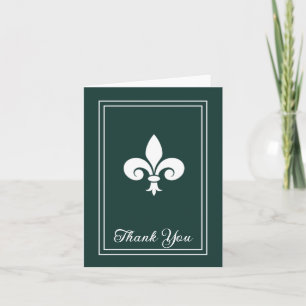 Emerald Green Fleur de Lis Thank You Card