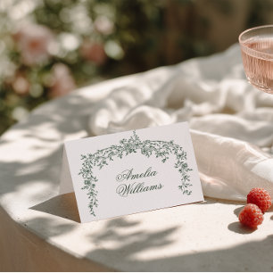 Emerald Green Floral Boho Chic Wedding Place Cards