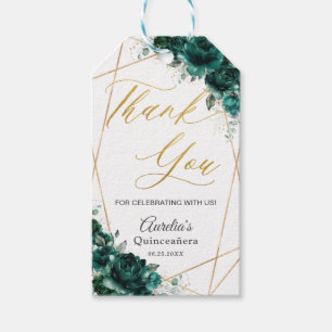 Emerald Green Floral Gold Favour Thank You   Gift Tags