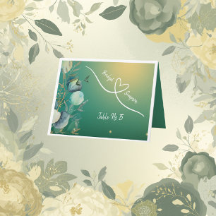 emerald green floral guest Seating Cards