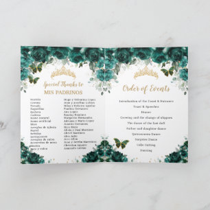 Emerald Green Floral Quinceanera Princess Padrinos Programme