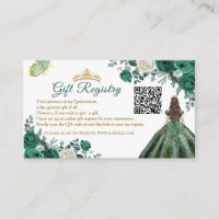 Emerald Green Floral Quinceañera QR Gift Registry