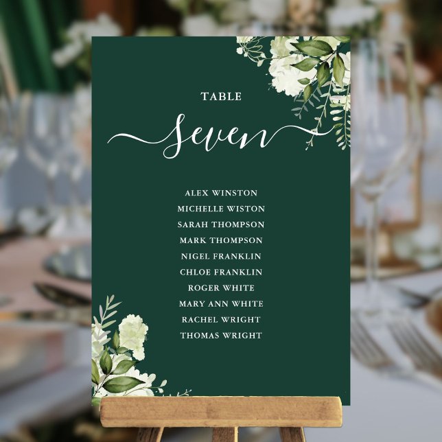 Emerald Green Floral Seating Plan Table Number (Emerald Green Floral Seating Plan Table Number)