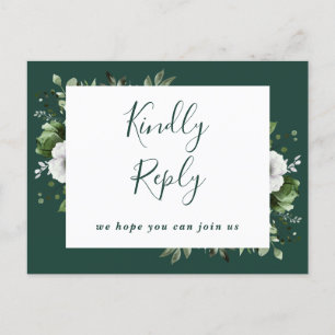 Emerald Green Floral Song Request RSVP Postcard