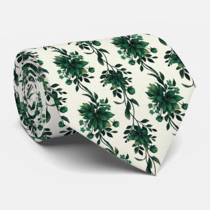 Emerald Green Floral Vine  Tie