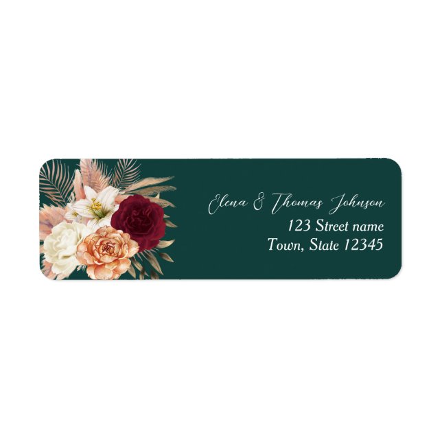 Emerald Green Floral Wedding Address (Front)