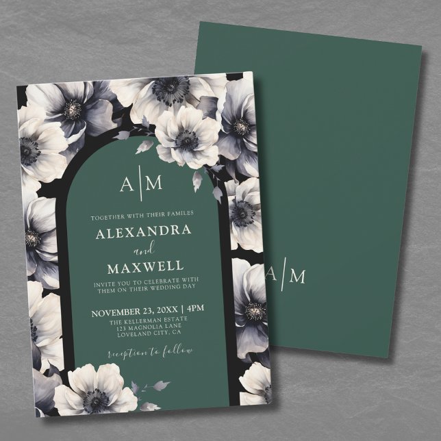 Emerald Green Floral Wedding Invitation (Emerald Green Floral Wedding Invitation)