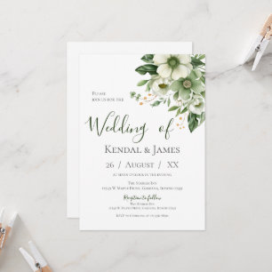 Emerald Green Floral Wedding  Invitation