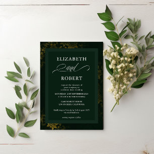 Emerald Green Floral Wedding Invitation - Classic