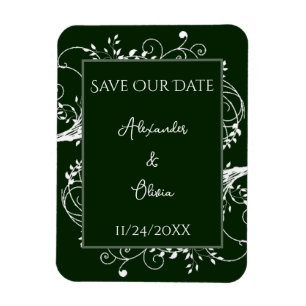 Emerald Green Flourish Save The Date Magnet