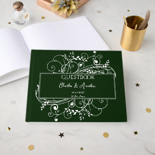 Emerald Green Flourish Wedding Guest Book