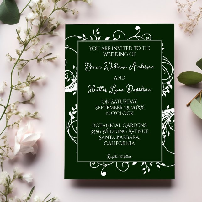 Emerald Green Flourish Wedding Invitation (Emerald Green Flourish Wedding Invitation)