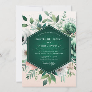 Emerald Green Flourishing Succulent Wedding Invitation