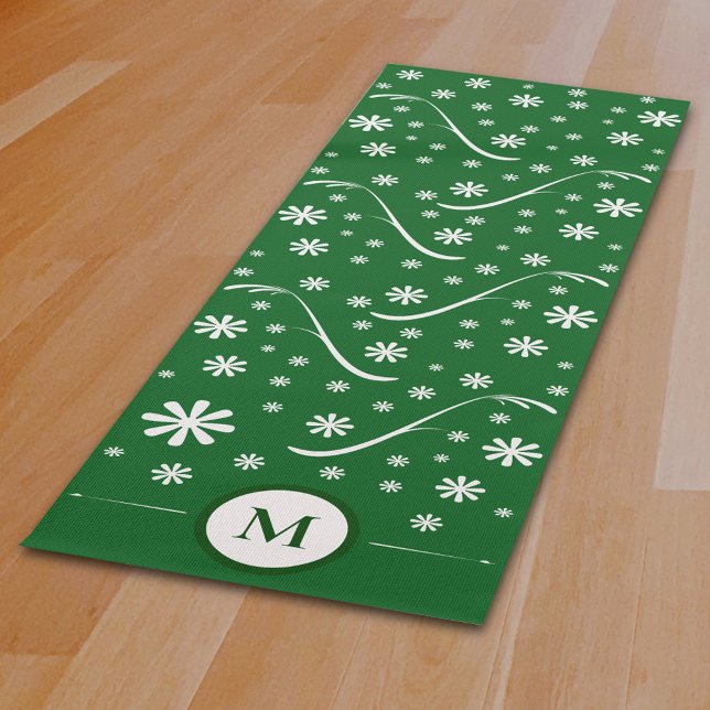 Emerald Green Flower Power Monogram Yoga Mat (Emerald Green Flower Power Monogram Yoga Mat)