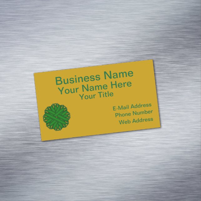 Emerald Green Flower Ribbon by Kenneth Yoncich Magnetic Business Card (In Situ)