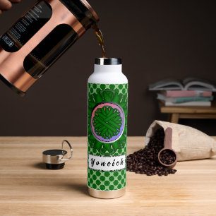 Emerald Green Flower Ribbon by Kenneth Yoncich Water Bottle