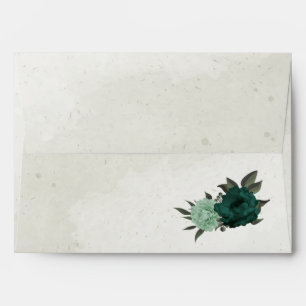 emerald green flowers botanical wedding  envelope