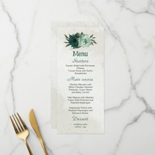 emerald green flowers botanical wedding menu