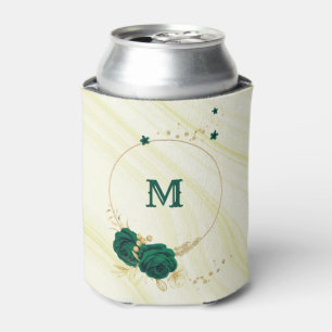 emerald green flowers gold leaves marble can cooler