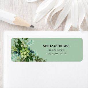 Emerald Green Flowers Return Address Labels
