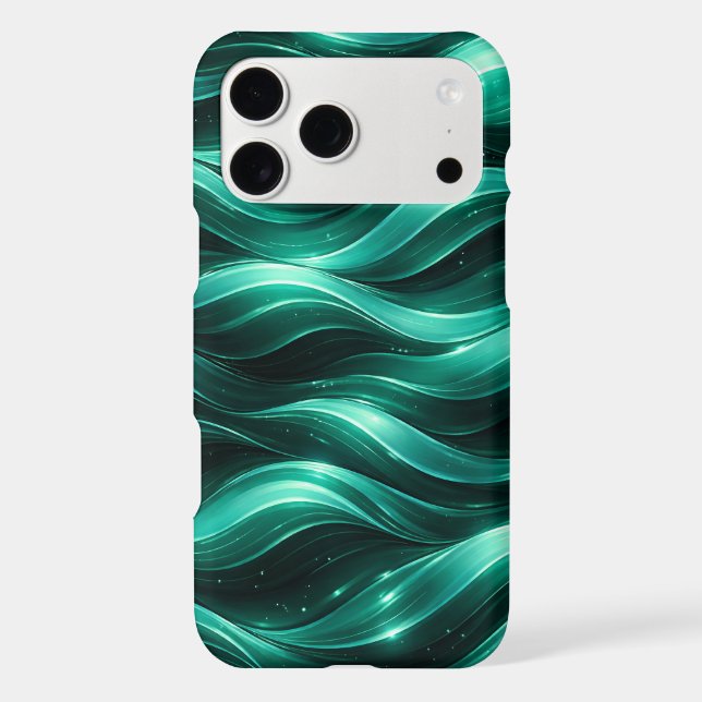 Emerald Green Fluid Wave Pattern Phone Case (Back)