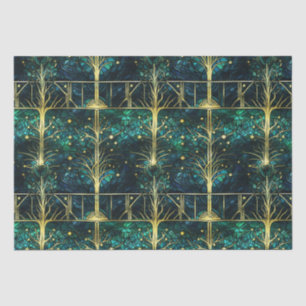 Emerald Green Forest Faux Stained Glass Pattern Tissue Paper
