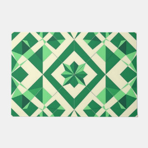 Emerald Green Geometric Star Pattern Doormat