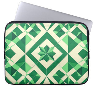 Emerald Green Geometric Star Pattern Laptop Sleeve