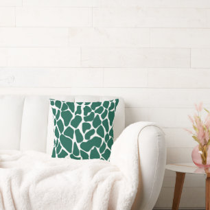 Emerald Green Giraffe Print Safari Accent Decor Cushion