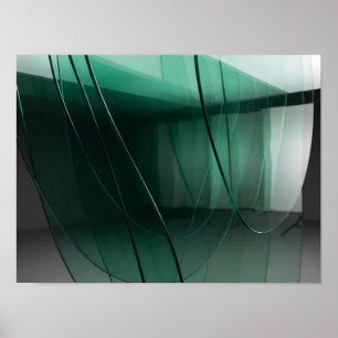 Emerald Green Glass Ribbons Abstract Wall Art