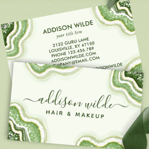 Emerald Green Glitter Agate Geode Luxe Chic Business Card