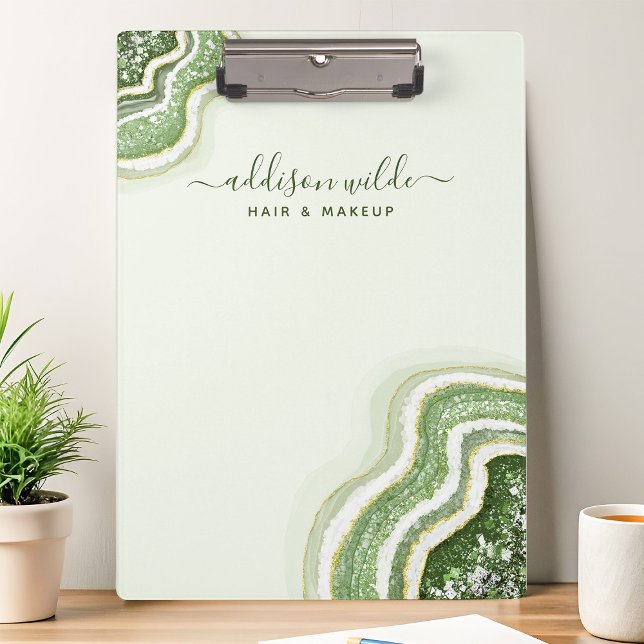 Emerald Green Glitter Agate Geode Luxe Chic Clipboard (Creator Uploaded)