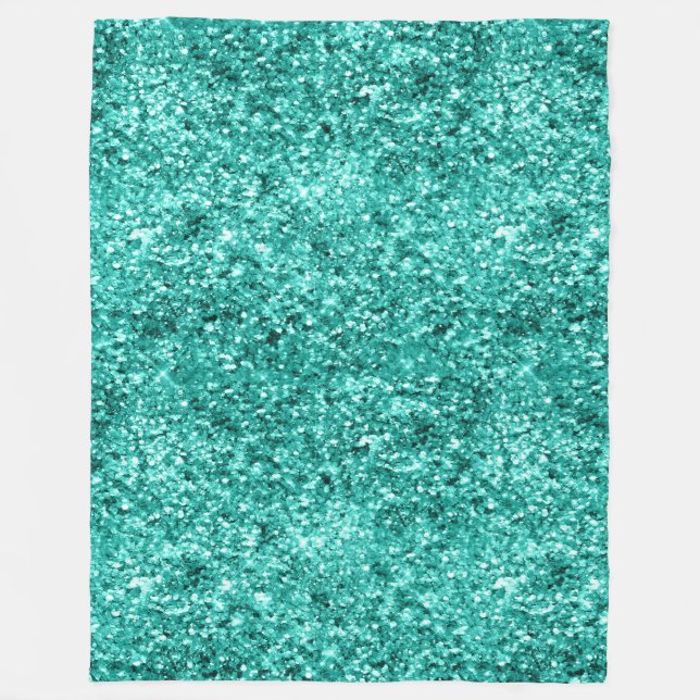 Emerald Green Glitter Birthday Fleece Blanket (Front)