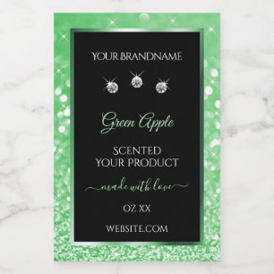 Emerald Green Glitter Black Product Label Diamonds