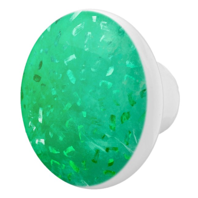 Emerald Green Glitter Ceramic Knob (Right)