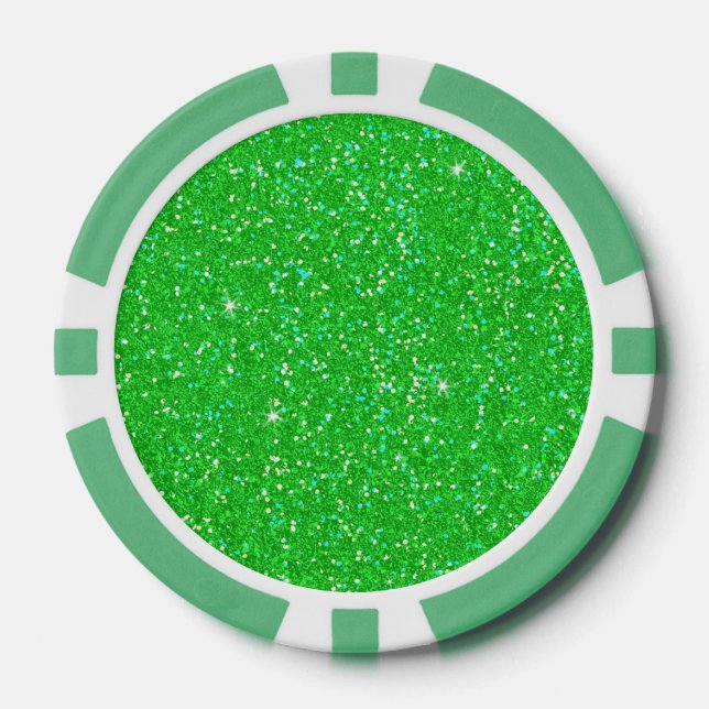 Emerald Green Glitter Effect Sparkle Poker Chips (Front)