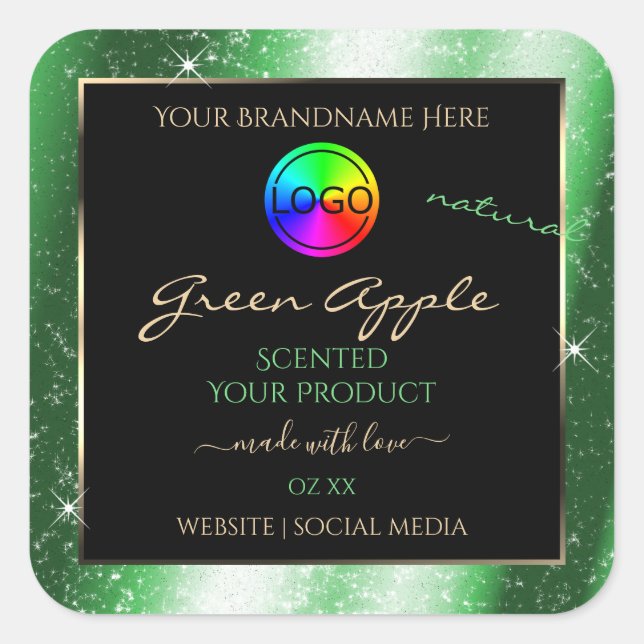 Emerald Green Glitter Frame Product Label and Logo (Front)