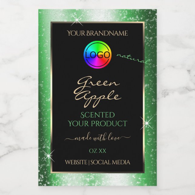 Emerald Green Glitter Frame Product Label and Logo (Single Label)
