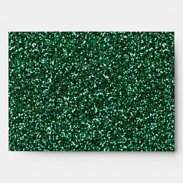 Emerald Green Glitter Glamour Party Envelope (Back (Top Flap))