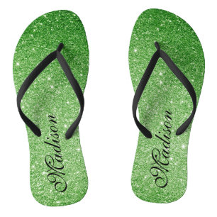 Emerald Green Glitter Glitz & Glam Personalised Fl Jandals