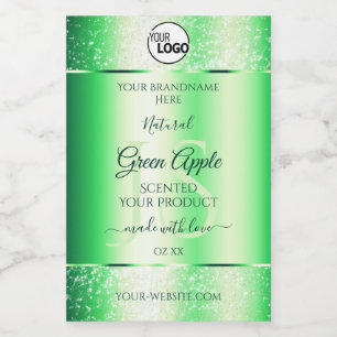 Emerald Green Glitter Product Labels Monogram Logo