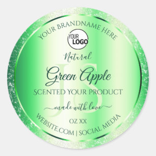 Emerald Green Glitter Product Labels Monogram Logo