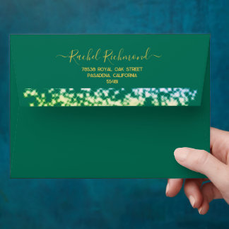 Emerald Green Glitter Silver Elegant Modern  Envelope
